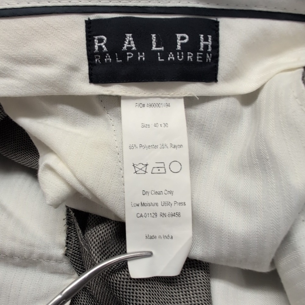 Ralph Lauren Dress Pants Mens 40x30 Gray Rayon Blend Classic Straight Slacks - Picture 8 of 9